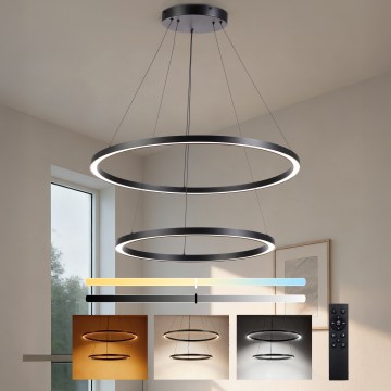Brilagi - dimeriuojama LED liustra ant laido PORTOFINO LED/98W/230V 3000–6000 K Ø 80 cm juoda + su nuotoliniu pultu
