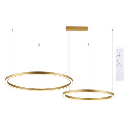 Brilagi - reguliuojama LED liustra ant laido PORTOFINO LED/98W/230V 3000-6000K auksinė + nuotolinis pultas