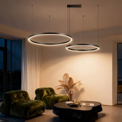 Brilagi - LED dimeriuojama liustra ant laido PORTOFINO LED/98W/230V 3000-6000K juoda + nuotolinis valdymas