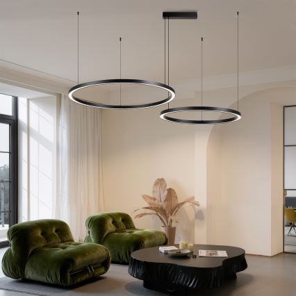 Brilagi - LED dimeriuojama liustra ant laido PORTOFINO LED/98W/230V 3000-6000K juoda + nuotolinis valdymas