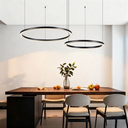 Brilagi - LED dimeriuojama liustra ant laido PORTOFINO LED/98W/230V 3000-6000K juoda + nuotolinis valdymas