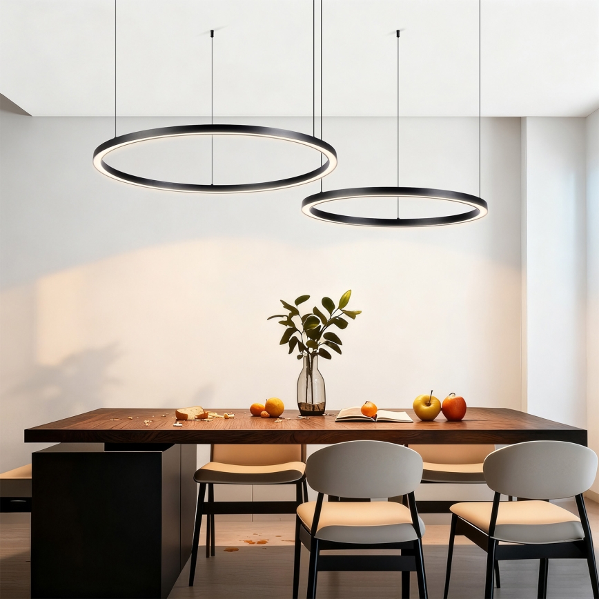 Brilagi - LED dimeriuojama liustra ant laido PORTOFINO LED/98W/230V 3000-6000K juoda + nuotolinis valdymas
