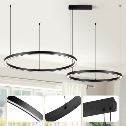 Brilagi - LED dimeriuojama liustra ant laido PORTOFINO LED/98W/230V 3000-6000K juoda + nuotolinis valdymas