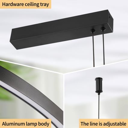 Brilagi - LED dimeriuojama liustra ant laido PORTOFINO LED/98W/230V 3000-6000K juoda + nuotolinis valdymas