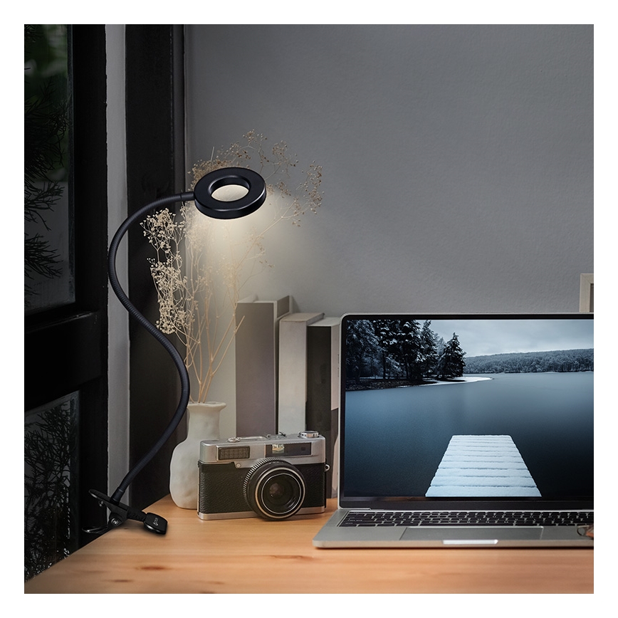 Brilagi - dimeriuojama prisegama LED lempa ORBELA LED/8W/5V 3000/4000/5000K juoda