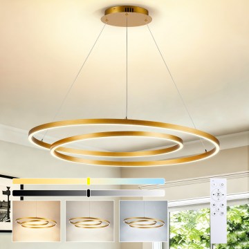 BRILAGI - Dimeriuojamas LED liustra ant laido TWISTER LED/105W/230V 3000-6000K skersmuo 100 cm auksinė + nuotolinio valdymo pultas