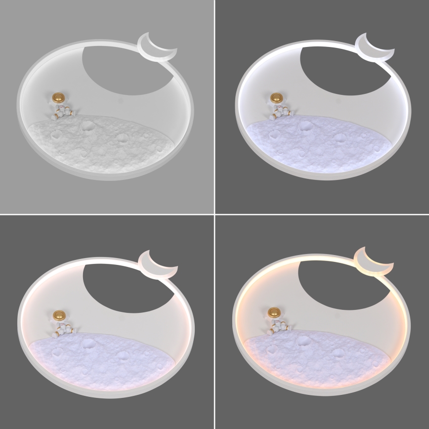 Brilagi – reguliuojamas LED vaikų lubinis šviestuvas ASTRO, 20 W, 230 V, skersmuo 50 cm, 3000–6000 K, astronauto motyvas, su nuotoliniu valdymu