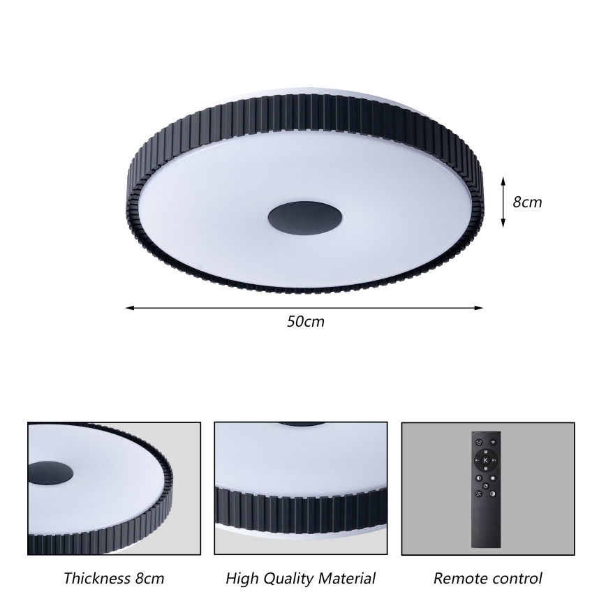 Brilagi - Reguliuojamas LED lubų šviestuvas CORVO LED/72W/230V 3000-6000K, juodas, skersmuo 50 cm + nuotolinis pultas