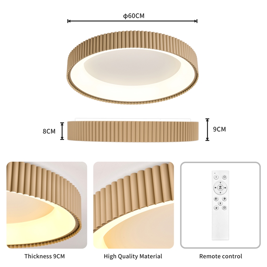 BRILAGI - Dimeriuojamas LED lubų šviestuvas FALCON MODERN LED/54W/230V 3000-6500K 60 cm smėlio spalvos + su nuotolinio valdymo pultu