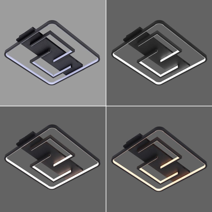 Brilagi - LED reguliuojamas lubinis šviestuvas FLARE LED/34W/230V 3000-6000K 48x48 cm juodas + nuotolinis valdymas