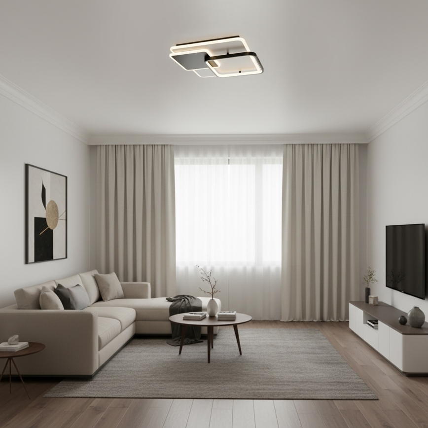 Brilagi - Dimeriuojamas LED lubų šviestuvas FLARE LED/64W/230V 3000-6000K 45x45 cm balta/juoda + su nuotoliniu valdymu