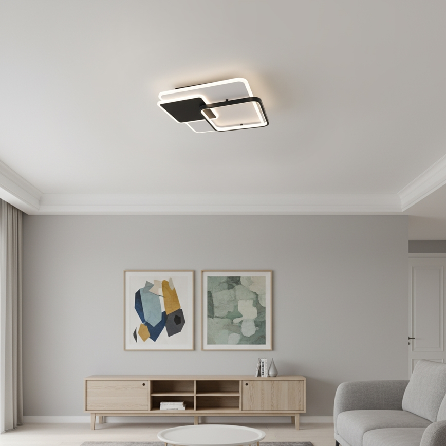 Brilagi - Dimeriuojamas LED lubų šviestuvas FLARE LED/64W/230V 3000-6000K 45x45 cm balta/juoda + su nuotoliniu valdymu
