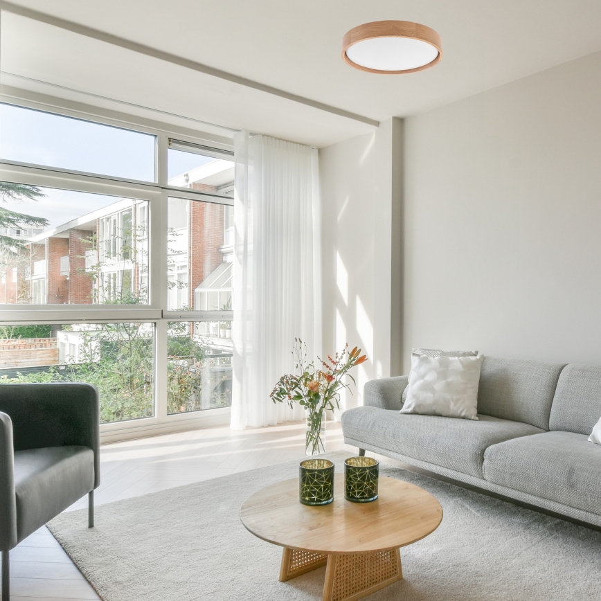 Brilagi - LED dimeriuojamas lubinis šviestuvas MANAROLA LED/24W/230V Ø 42 cm 3000–6500K ąžuolas + nuotolinis valdymas