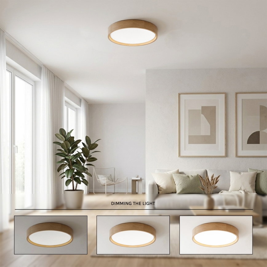 Brilagi - Dimeriuojamas LED lubų šviestuvas MANAROLA SMART STARS LED/24W/230V 3000-6000K Wi-Fi Tuya Beacon skersmuo 41 cm, ąžuolas + nuotolinis valdymas