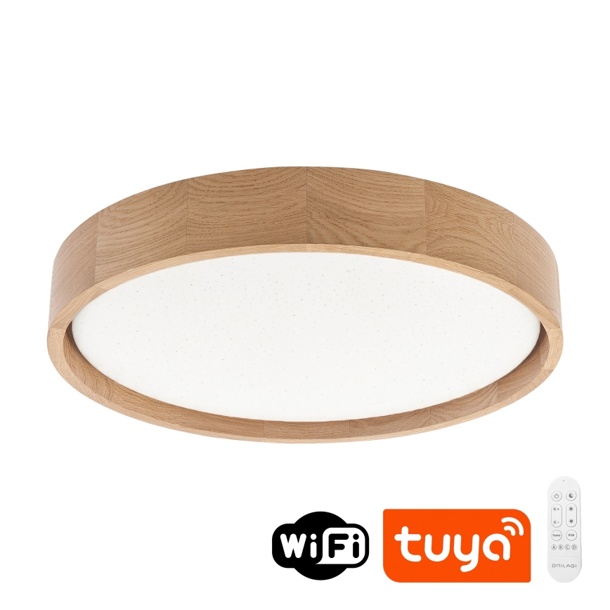 Brilagi - Dimeriuojamas LED lubų šviestuvas MANAROLA SMART STARS LED/24W/230V 3000-6000K Wi-Fi Tuya Beacon skersmuo 41 cm, ąžuolas + nuotolinis valdymas