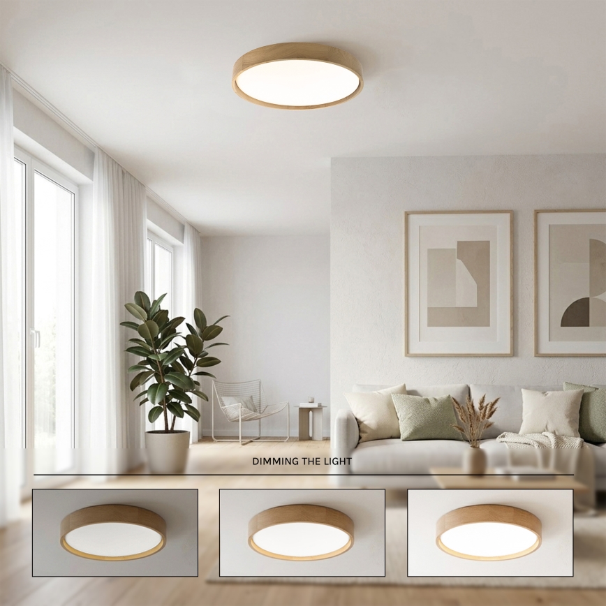 Brilagi - LED reguliuojamas lubinis šviestuvas MANAROLA SMART LED/36W/230V 3000-6000K Wi-Fi Tuya Beacon skersmuo 51 cm ąžuolas + su nuotolinio valdymo pulteliu
