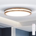 BRILAGI - Dimeriuojamas LED lubinis šviestuvas MOLINA LED/60W/230V 3000-6500K ąžuolas, skersmuo 58 cm + nuotolinis valdymas