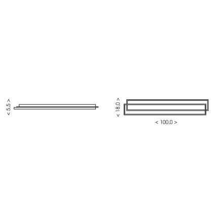 Brilagi - Dimeriuojamas LED lubinis šviestuvas OUTLINE LED/90W/230V 3000-6000K 18x100 cm balta/juoda + nuotolinis valdymas