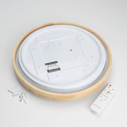 Brilagi - Reguliuojamas LED lubinis šviestuvas PINE LED/24W/230V, medinis, skersmuo 42 cm, 3000-6500K + nuotolinis valdymas