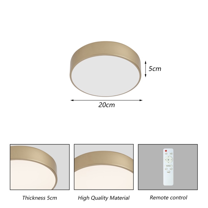 BRILAGI - reguliuojamas LED lubų šviestuvas POOL LED/24W/230V 3000-6000K skersmuo 20 cm auksinis + nuotolinis valdymas