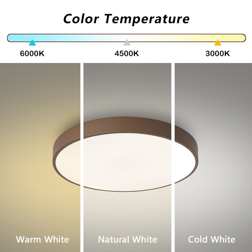 Brilagi - Dimeriu reguliuojamas LED lubų šviestuvas POOL LED/60W/230V 3000-6000K skersmuo 50 cm rudas + nuotolinio valdymo pultas