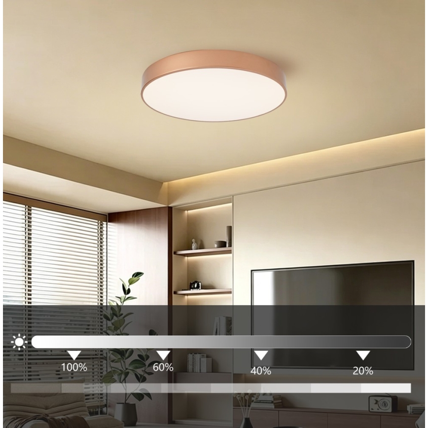 BRILAGI - Dimeriuojamas LED lubinis šviestuvas POOL, 60 W, 230 V, 3000–6000 K, skersmuo 50 cm, bronzinis + su nuotoliniu valdymu