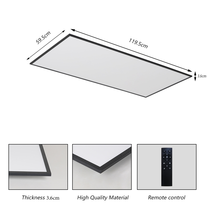 BRILAGI - LED dimeriuojamas lubinis šviestuvas SLIMFRAME LED/80W/230V 120x60 cm 3000-6000K juodas + su nuotoliniu pulteliu
