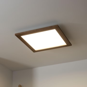 Brilagi - Dimeriuojamas LED lubinis šviestuvas SLIMFRAME WOOD LED/36W/230V 49,5x49,5 cm 3000-6000K tamsiai ruda + nuotolinio valdymo pultas