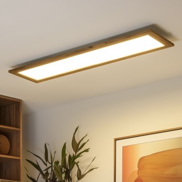 Brilagi - Dimeriuojamas LED lubinis šviestuvas SLIMFRAME WOOD LED/58W/230V 124x33,7 cm 3000-6000K rudas + nuotolinis pultas