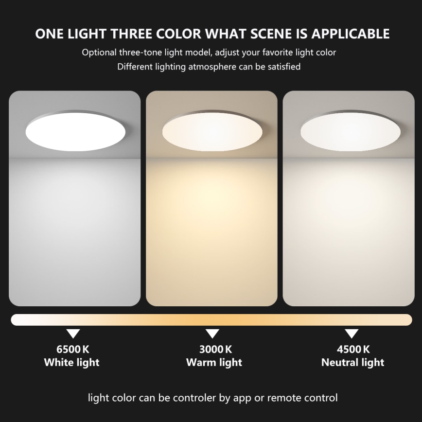 Brilagi - Išmanusis reguliuojamo ryškumo LED lubų šviestuvas LED/36W/230V skersmuo 48 cm 2700-6500K Wi-Fi Tuya + nuotolinis pultas