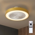 Brilagi - dimeriuojamas LED lubinis šviestuvas su ventiliatoriumi LED/38W/230V 3000-6500K 3000-6500K skers. 50 cm auksinis + nuotolinis valdymas
