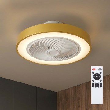 Brilagi - dimeriuojamas LED lubinis šviestuvas su ventiliatoriumi LED/38W/230V 3000-6500K 3000-6500K skers. 50 cm auksinis + nuotolinis valdymas