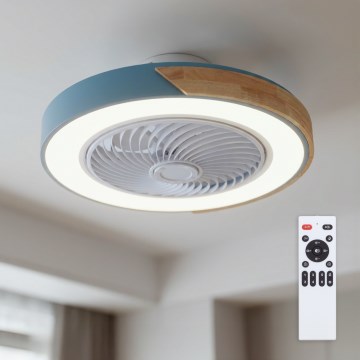Brilagi - dimeriuojamas LED lubinis šviestuvas su ventiliatoriumi LED/38W/230V 3000-6500K 3000-6500K Ø 50 cm mėlyna/ąžuolas + nuotolinis valdymas