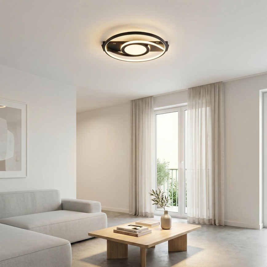 Brilagi - Dimeriuojamas LED lubinis šviestuvas TWIRL LED/38W/230V 3000-6000K juodas + nuotolinis pultelis