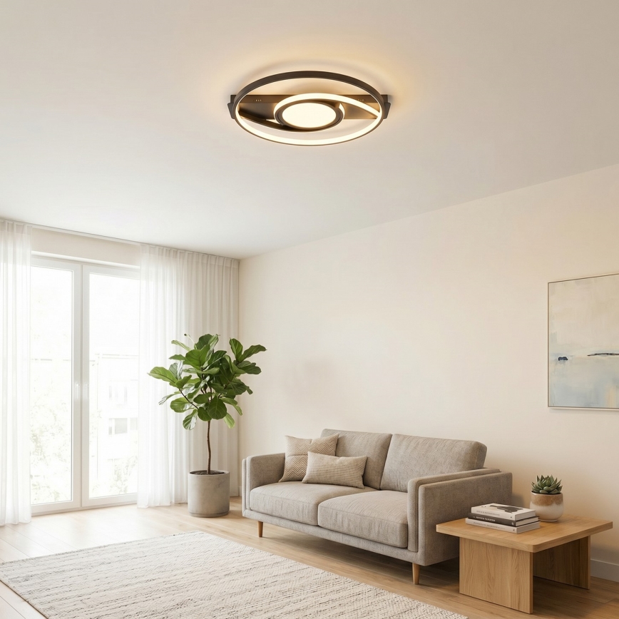 Brilagi - Dimeriuojamas LED lubinis šviestuvas TWIRL LED/38W/230V 3000-6000K juodas + nuotolinis pultelis