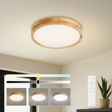 BRILAGI - dimeriuojamas LED lubinis šviestuvas WOODLINE LED/48W/230V 3000-6000K ąžuolas, skersmuo 40 cm + nuotolinio valdymo pultas
