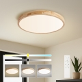 BRILAGI - Dimeriuojamas LED lubinis šviestuvas WOODLINE LED/72W/230V 3000-6000K ąžuolas skersmuo 60 cm + nuotolinis valdymas