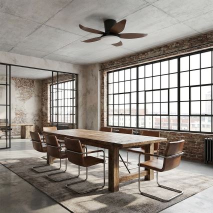 Brilagi - LED reguliuojamas lubinis ventiliatorius LED/32W/230V 95 cm juodas/rudas + nuotolinis valdymas