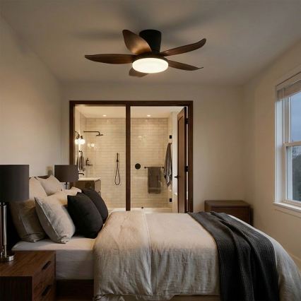 Brilagi - LED reguliuojamas lubinis ventiliatorius LED/32W/230V 95 cm juodas/rudas + nuotolinis valdymas