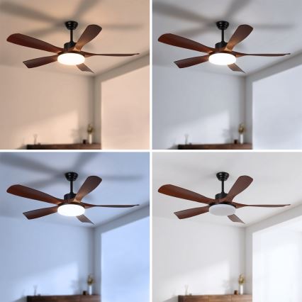 Brilagi - LED dimeriuojamas lubų ventiliatorius LED/34W/230V 3000-6500K skersmuo 132 cm juodas/rudas + nuotolinis valdymas
