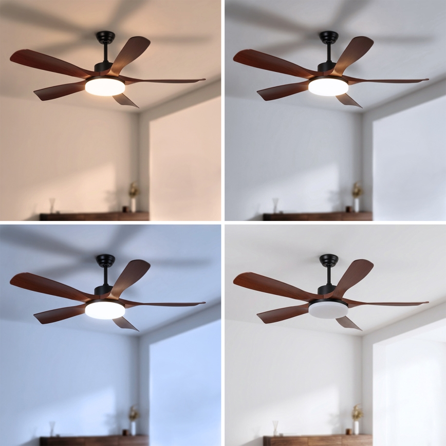 Brilagi - LED dimeriuojamas lubų ventiliatorius LED/34W/230V 3000-6500K skersmuo 132 cm juodas/rudas + nuotolinis valdymas