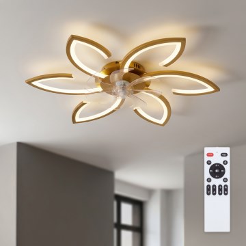 Brilagi - dimeriuojamas LED lubinis ventiliatorius LED/34W/230V 3000-6500K skersmuo 78 cm auksinis + nuotolinis valdymas