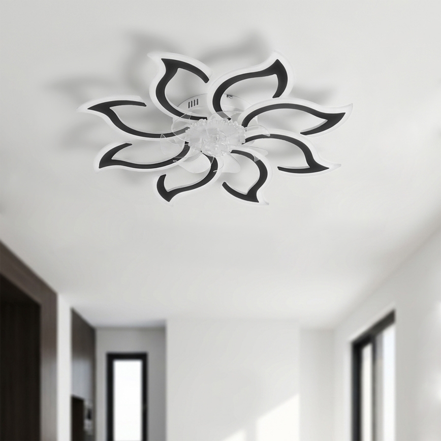 Brilagi - lubinis LED ventiliatorius su reguliuojama šviesa, LED/44W/230V, 3000–6500K, Ø 90 cm, juodas + nuotolinis valdymas