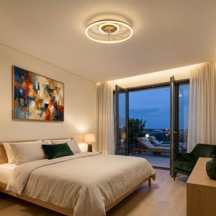 Brilagi - reguliuojamas LED lubinis ventiliatorius 66 W/230 V 3000-6500 K skersmuo 55 cm baltas/auksinis + nuotolinis valdymas