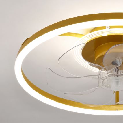 Brilagi - reguliuojamas LED lubinis ventiliatorius 66 W/230 V 3000-6500 K skersmuo 55 cm baltas/auksinis + nuotolinis valdymas