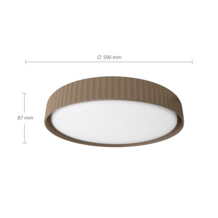 Brilagi - reguliuojamas LED lubų šviestuvas LUCIA, 60W, 230V, 3000–6500K, skersmuo 59 cm, rudas, su nuotoliniu valdymu