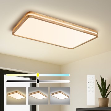 BRILAGI - Dimeriuojamas LED lubų šviestuvas MOLINA SQUARE LED/128W/230V 3000-6000K ąžuolas 90x60 cm + nuotolinio valdymo pultas