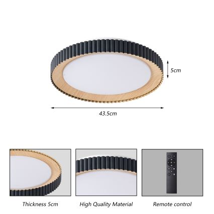 Brilagi - reguliuojamas LED lubų šviestuvas NEXO LED/48W/230V 3000-6000K juodas skersmuo 43 cm + nuotolinis valdymas