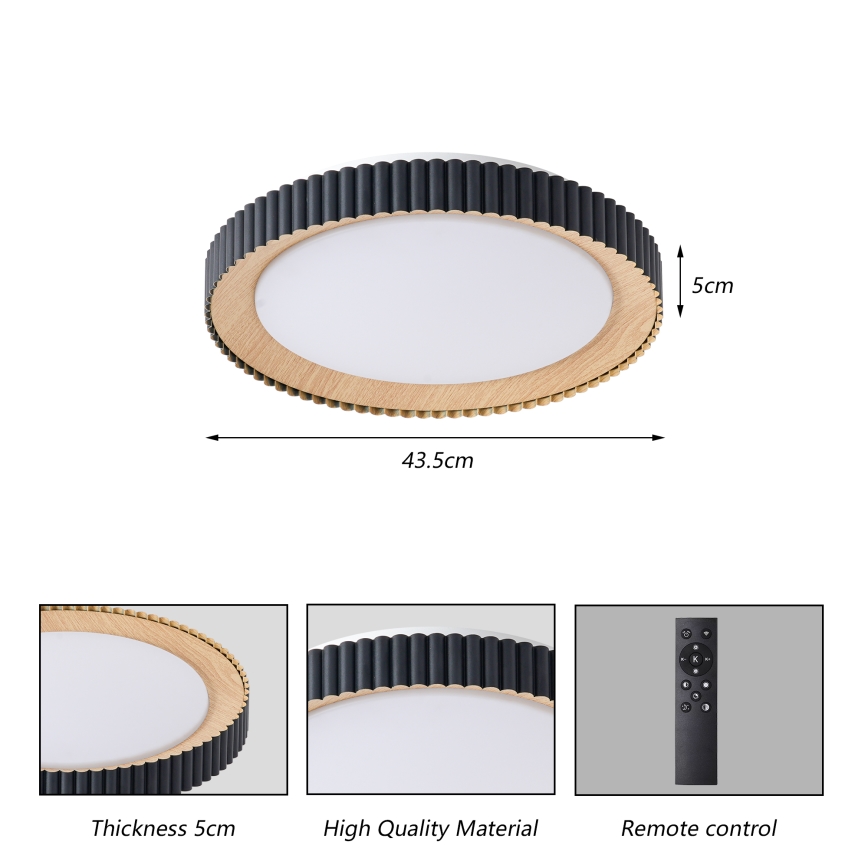 Brilagi - reguliuojamas LED lubų šviestuvas NEXO LED/48W/230V 3000-6000K juodas skersmuo 43 cm + nuotolinis valdymas