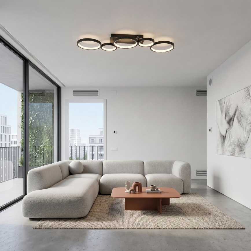 Brilagi - Reguliuojamo ryškumo LED lubinis šviestuvas RINGO LED/34W/230V 3000-6000K 28x84 cm juodas + nuotolinis pultelis